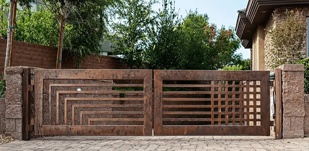 Custom driveway gate installation for a home entrance in Pembroke Pines, FL