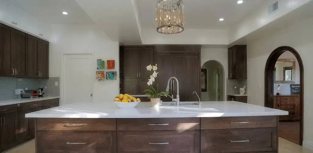 Cabinet refacing project with updated kitchen cabinets and island in Pembroke Pines, FL