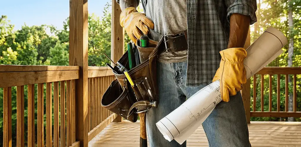 Professional handyman with tool belt ready for home repairs in Pembroke Pines, FL