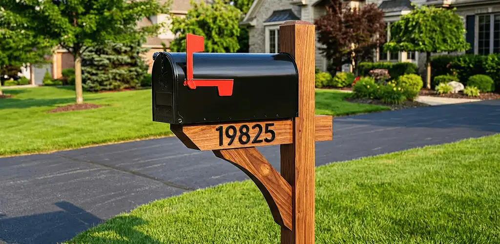 New mailbox installation with post and address number for a home in Pembroke Pines, FL