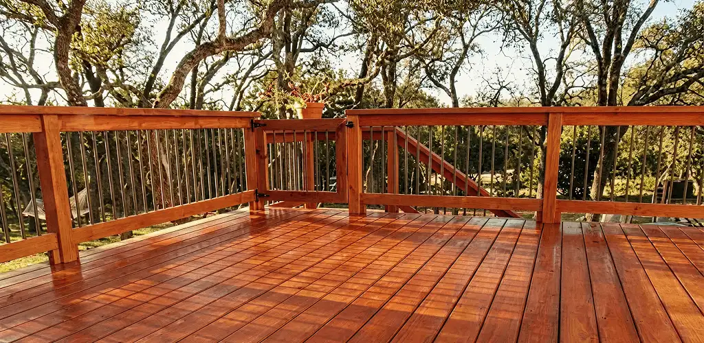 Deck sealing results with a freshly sealed wood deck in Pembroke Pines, FL